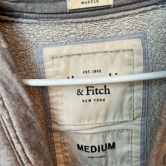 Abercrombie & Fitch Muscle Heather Gray Cardigan Sweatshirt Size M Y2K Academia - Picture 5 of 6